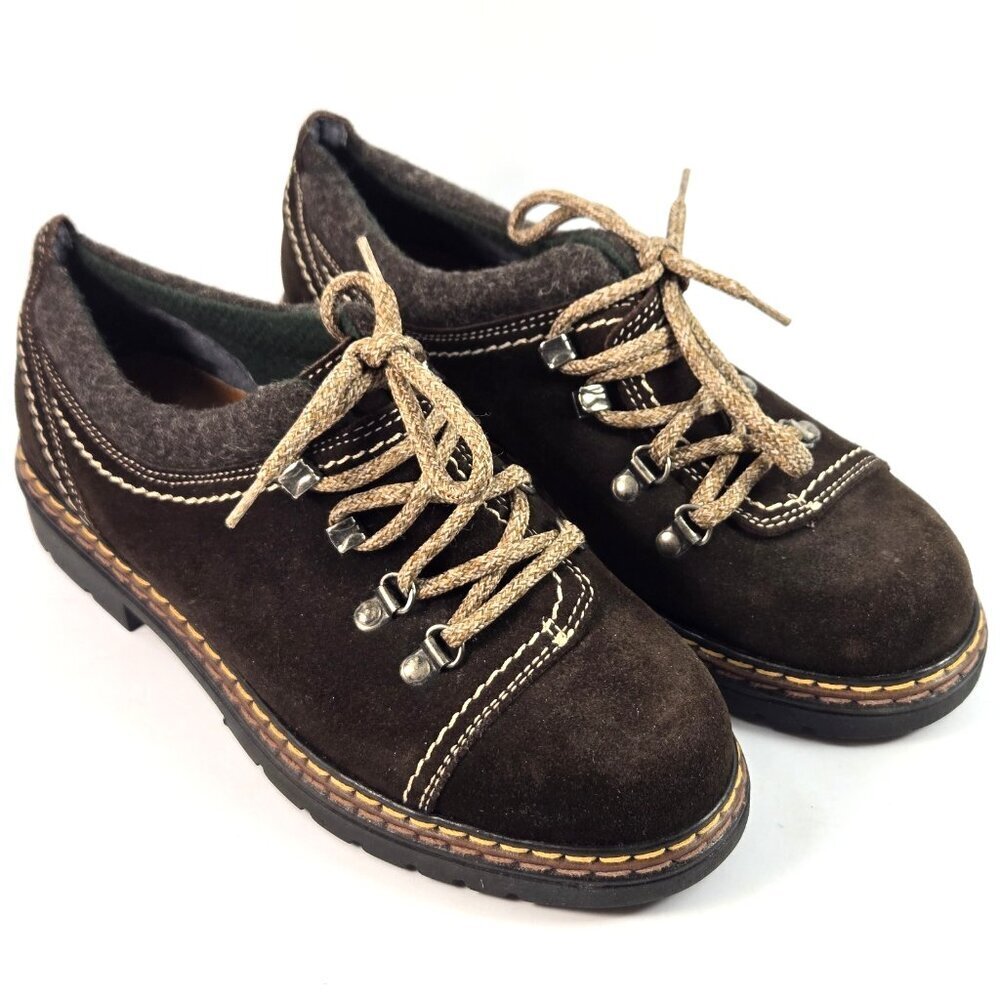 Simard & Voyer Marzetti Women Oxfords EU 37 Brown Suede Leather Lace Up Rustic